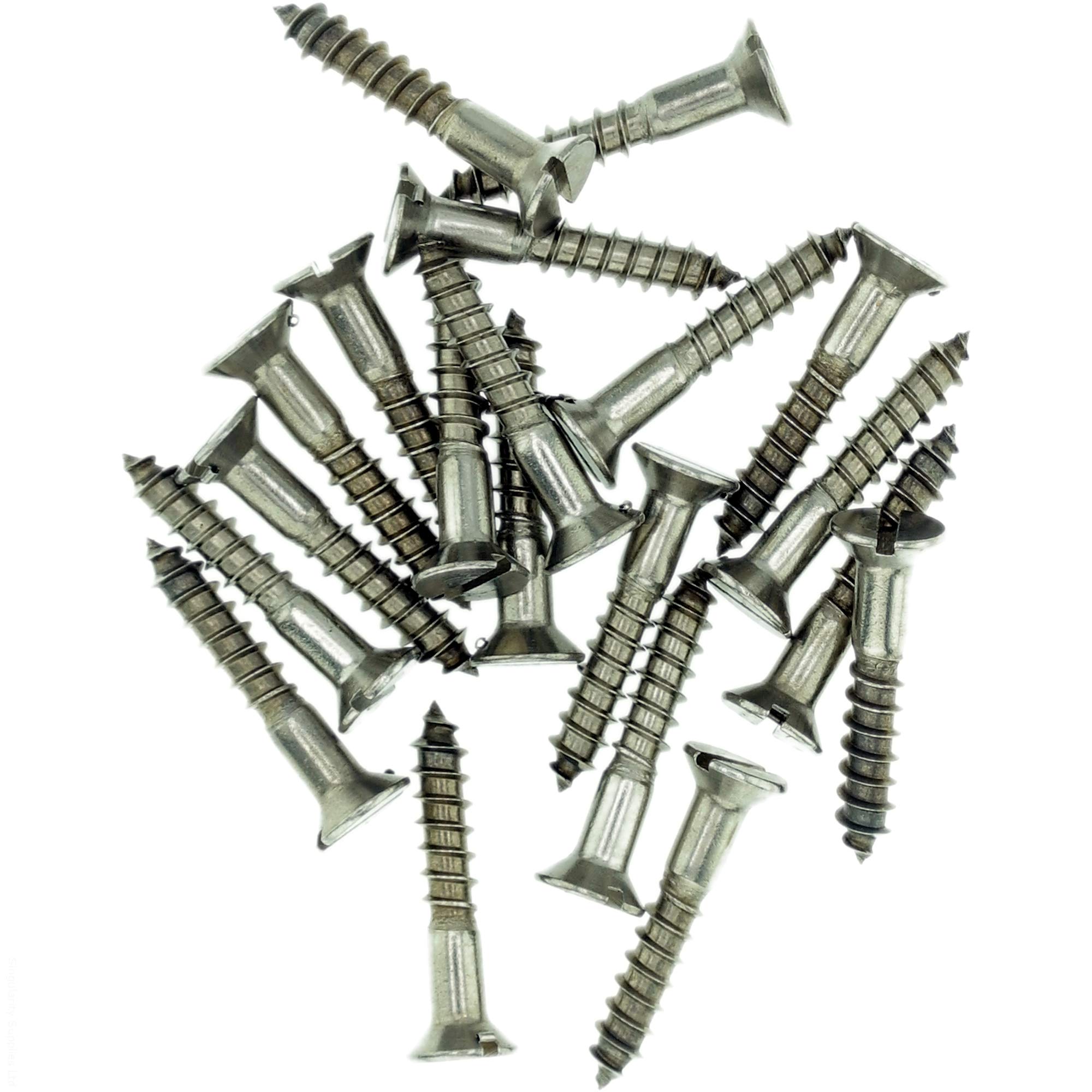 No.6 x 1.58 (3.5mm x 40mm) Slot Countersunk Wood Screw - Stainless Steel (A2) (Pack of 20)