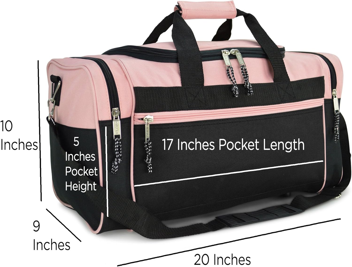  | DALIX 21" Blank Sports Duffle Bag Gym Bag Travel Duffel with Adjustable Strap in Pink | Travel Duffels