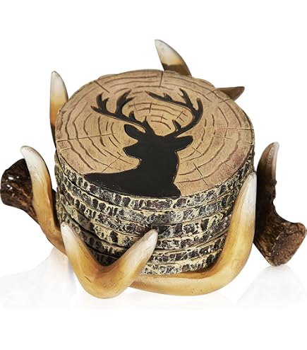 Pine Ridge Untersetzer-Set Mit Halter – Rustikales Bigfoot Design, Rutschfeste Unterseite, Für Man Cave & Hütte