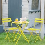 Harbour Housewares 2 Seater Yellow Round Bistro Table and Chairs Set view 6
