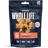 Whole Life Cat Just One Salmon Freeze Dried Cat Treats - Human Grade High Protein Food, Healthy Training Snacks, Freeze Dried Salmon Food Toppers, USA Made Natural Treats - 2.5 oz (Pack of 1)