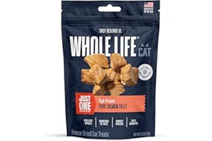 WHOLE LIFE PET PRODUCTS Whole Life Cat Just One Salmon Freeze Dried Cat Treats - Human Grade High Protein Food, Healthy Training Snacks, Freeze Dried Salmon Food Toppers, USA Made Natural Treats - 2.5 oz (Pack of 1)