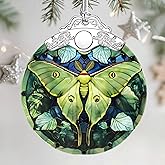 Christmas Ornaments: Stained Glass Ornament, Christmas Tree Ornament, Hanging Ornaments for Home Decor & Xmas Tree Decorations – Exquisite Holiday Decor, Gifts & Holiday Present - Luna Moth