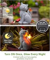 Goodeco Cat Statue with Solar Lights Garden Ornament Grey 21cm view 5