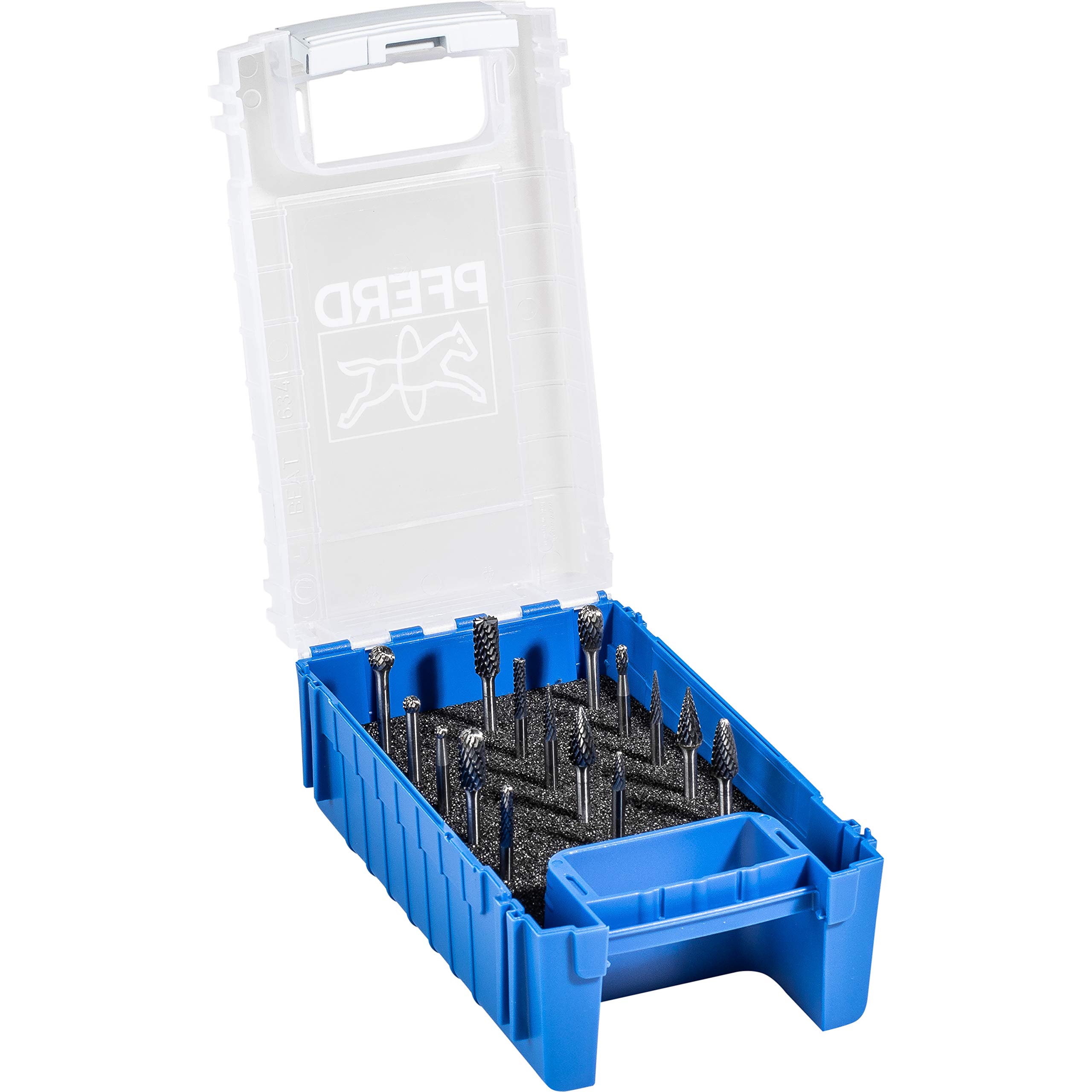 PFERD HM Router Bit Set, 15 Pieces, Tooth 3 Plus, Shank Diameter 3 mm, 21901505 - for Universal Applications on Major Industrial Materials