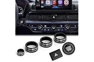 DvlynAuroa Accessories for Honda Civic 2022-2025 & Accord/CRV/HRV/Acura Integra 2023-2025 -A/C, Radio, Warning Light, Push Start Button Knob Cover/Ring (9-inch Screen, Black)