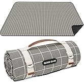 Picnic Outdoor Blankets Waterproof Extra Large - Beach Mat Sand Free Foldable with Carry Strap | Portable Camping Blanket | Park Blanket for Grass Park, Hiking, Travel, Concerts, Indoor (Grey Check)