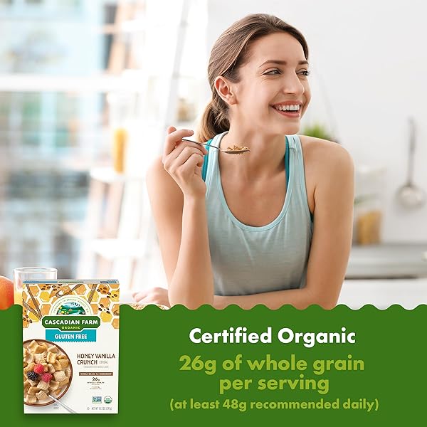CASCADIAN FARM ORGANIC GLUTEN FREE HONEY VANILLA CRUNCH CEREAL, 10.5 OZ.