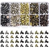 150 Sets Round Flat Head Chicago Screws Buttons Metal Studs Rivets Screwback Spots Metal Nail Rivet Studs for Leather Craftin
