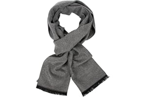 sy soul young Long Cotton Scarf for Men - Warm Fringe Plaid Scarves With Luxurious Gift Box