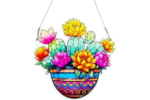 THMNJ Cactus Ornaments Colorful Window Hanging Decorations Home Wall Decor for Bedroom Patio Indoor Outdoor