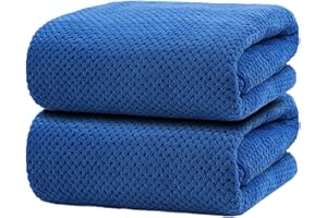 HVMS Oversized Bath Towels Extra Large 40x80 Inches Bath Sheets for Adults Super Soft Quick Dry Highly Absobent Microfiber Shower Towels (2 Piece, Blue)…