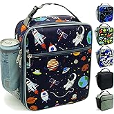 Kulle Astronaut Lunch Box for Boys, Insulated Kids Lunch Bag with Freezable Compartment, Thermal Reusable Lunchbox for School, Outdoor, Daycare - Space Theme Design