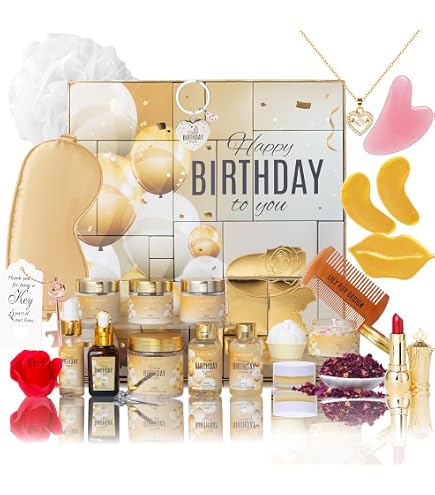 Cesta De Regalo De Cumpleaños Para Mujer - Kit Cuidado Personal Con Vela, Vaso, Bomba Baño Y Más, Ideal Para Mamá, Amiga O Hermana