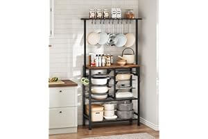 CHOEZON Pots and Pans Organizer Rack, Kitchen Bakers Rack, Multi-Tier Storage Shelf, Kitchen Island Table, Cooking Rack with Pots and Pans Storage, Rustic Brown and Black TPR60BF