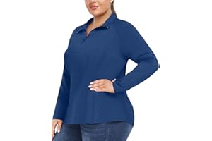 FOREYOND Plus Size Golf Polo Shirts for Women Long Sleeve Quarter Zip Pullover Athletic Workout Tops Yoga Gym Clothes