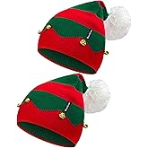 Bnsikun 2 Pack Christmas Hat for Kids Xmas Elf Knitted Knit Hat for Children: 1 to 6 Years Old