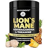 High Strength Extract Organic Lion's Mane Mushroom Gummies with Ashwagandha & L-Theanine - Potent Lion's Mane Brain Supplements for Memory & Relaxation - Mushroom Gummies for Focus