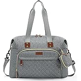 Tuwubi Diaper Bag Tote,Baby Diaper Bag with Pacifier Case Large Travel Diaper Tote Caddy for Mom and Dad Multifunction Large Baby Bag - M-Light Grey