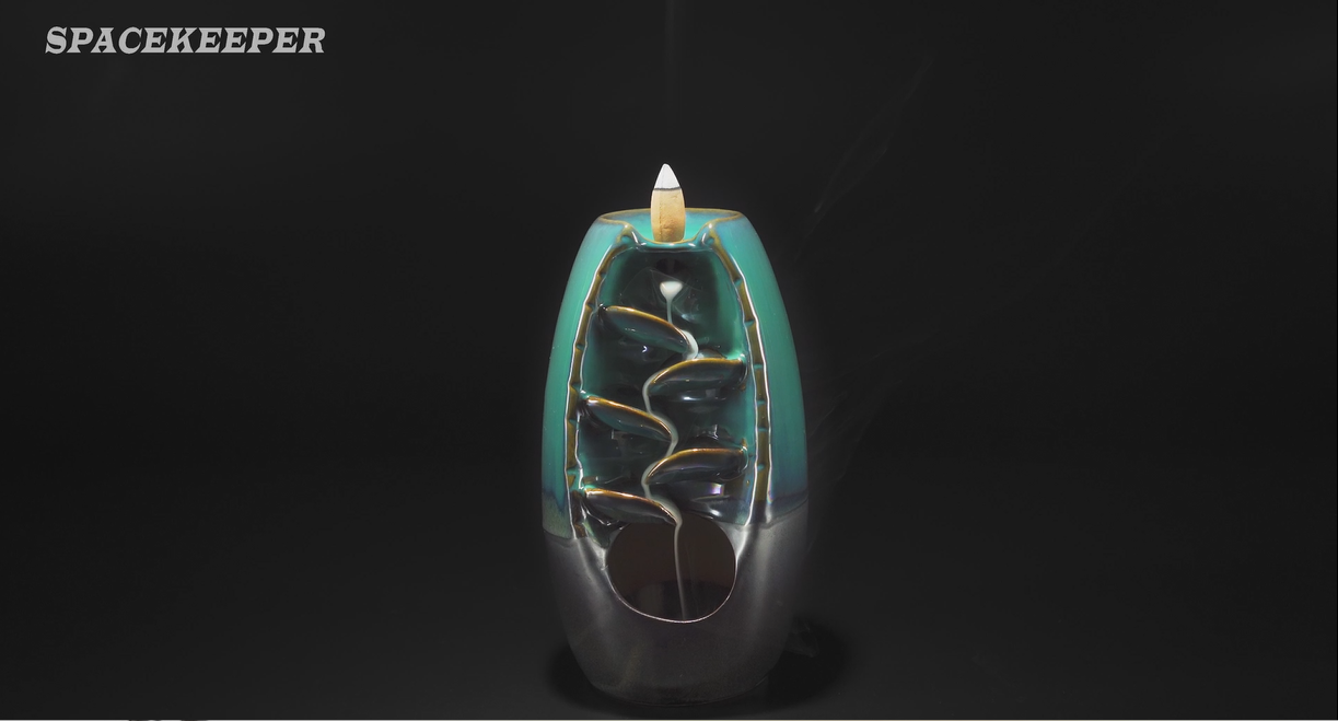 SPACEKEEPER WaterfallIncenseBurner,Ceramic Backflow Incense Holder