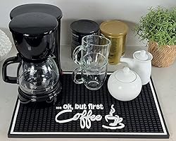 Ok But First Coffee Sign Rubber Bar Mat for