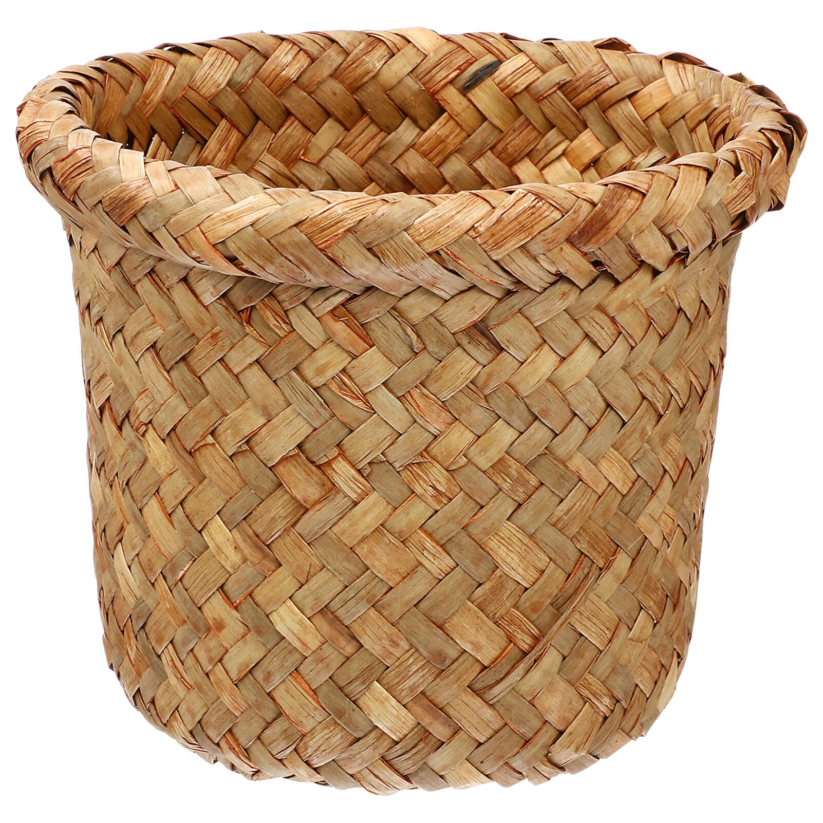 HEMOTON Braided Sea Grass Waste Basket Small Round Trash can Wicker Bin Household Storage Bin for Office Bedroom Indoor Use