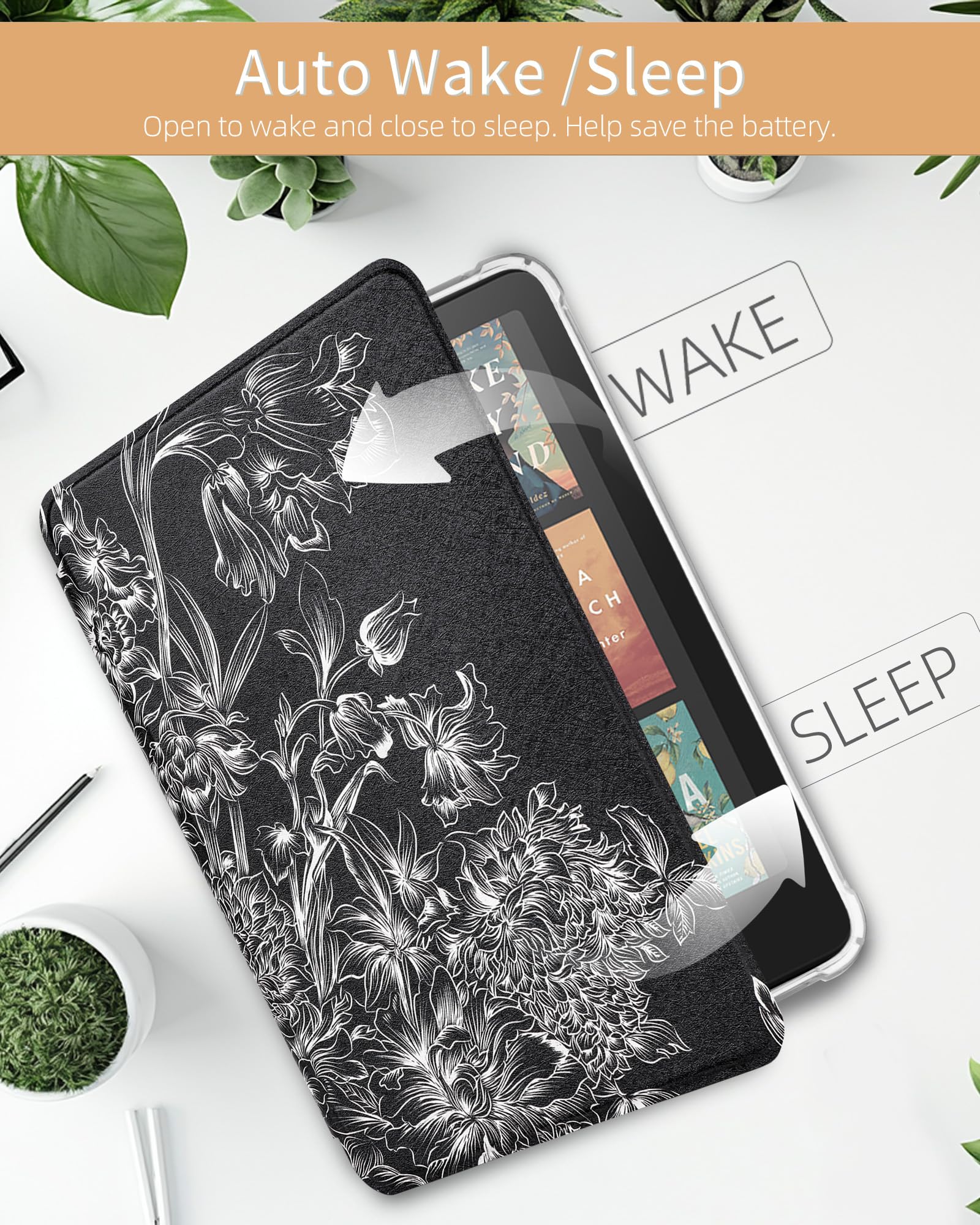WALNEW Case for 7-inch Kindle Paperwhite 12th Generation 2024 and Colorsoft Signature Edition, Clear Soft TPU Back Protective Cover, Auto Wake/Sleep