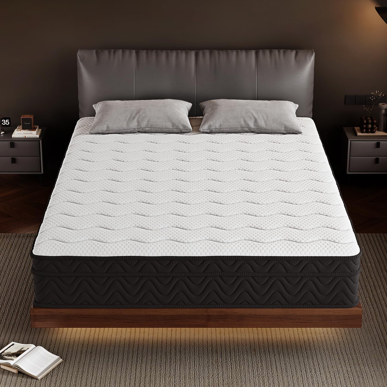 Photo 1 of  Queen Mattress, 10-in Deluxe Hybrid Mattresses, Memory Foam Mattress in a Box, Individual Pocket Spring-Motion Isolation-Medium Firm-Extra Edge Support, CertiPUR-US, 365 Nights Trial