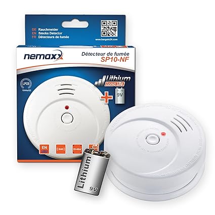 Nemaxx SP10-NF - Detector de Humo, Pila de Litio Larga duración de 9V