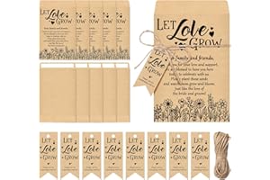 Noveread 50 Sets Let Love Grow Wedding Favors for Guests Wedding Thank You Gifts Bulk Include Flower Seed Packets Tags and Hemp Ropes Craft Envelops for Bridal Shower Engagement Party Favors
