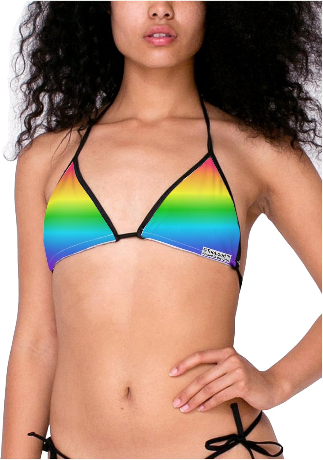TOOLOUD Horizontal Rainbow Gradient Swimsuit Bikini Top All Over Print