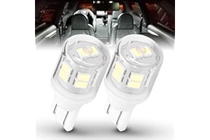 XYANMC T10 194 168 LED Dome Light Bulbs, 300lm 6000K White Super Bright 2825 W5W LED Interior Bulbs, 3w AC/DC12V-24V T10 Wedge for RV Car Dome Map Door Courtesy Trunk License Plate Light, Non-Dimmable, 2pcs