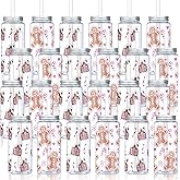 ZUQMZUQ 24 Pcs Christmas Reusable Cups with Lids and Straws, 13.5 oz Pink Gingerbread Man Gingerbread House Plastic Christmas Cups Coffee Tea Hot Cocoa Beverage Tumbler for Xmas Holiday Party Supplies