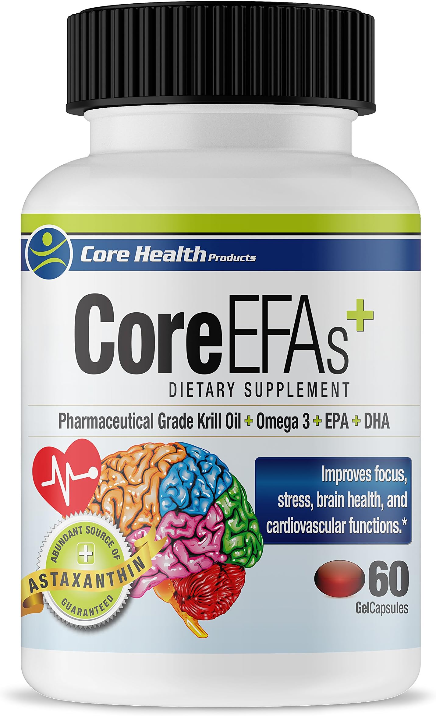 Core Health Efa's Essential Fatty Acids 60Count - Pharmaceutical Grade Krill, Omega 3-6-9, Epa, Dha