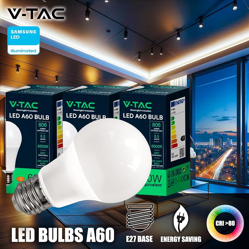 10x Lampadine LED E27 - [ Alta Efficienza 8,5W ] - A60 - (Equivalenti a 60W) - Lampadine di Nuova Generazione a Risparmio Energetico - 806 Lumen - Luce Bianca Fredda 6500K