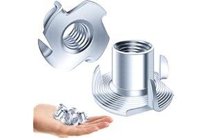 EASTPUK 60PCS 5/16-18 T-Nuts Zinc Plated Steel Nutserts, 4-Pronged Tee Nut for Wood, Rock Climbing Holds 5/16 T Nuts Set for Wood Furniture