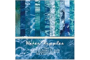 EAMOTOL Blue Scrapbooking Paper Pad - 24 Sheets 6"x 6" Sea Patterned Decorative Decoupage for Wrapping Folded Cardmaking Supplies Gift Cardstock DIY Crafts Scrapbook Photo Album