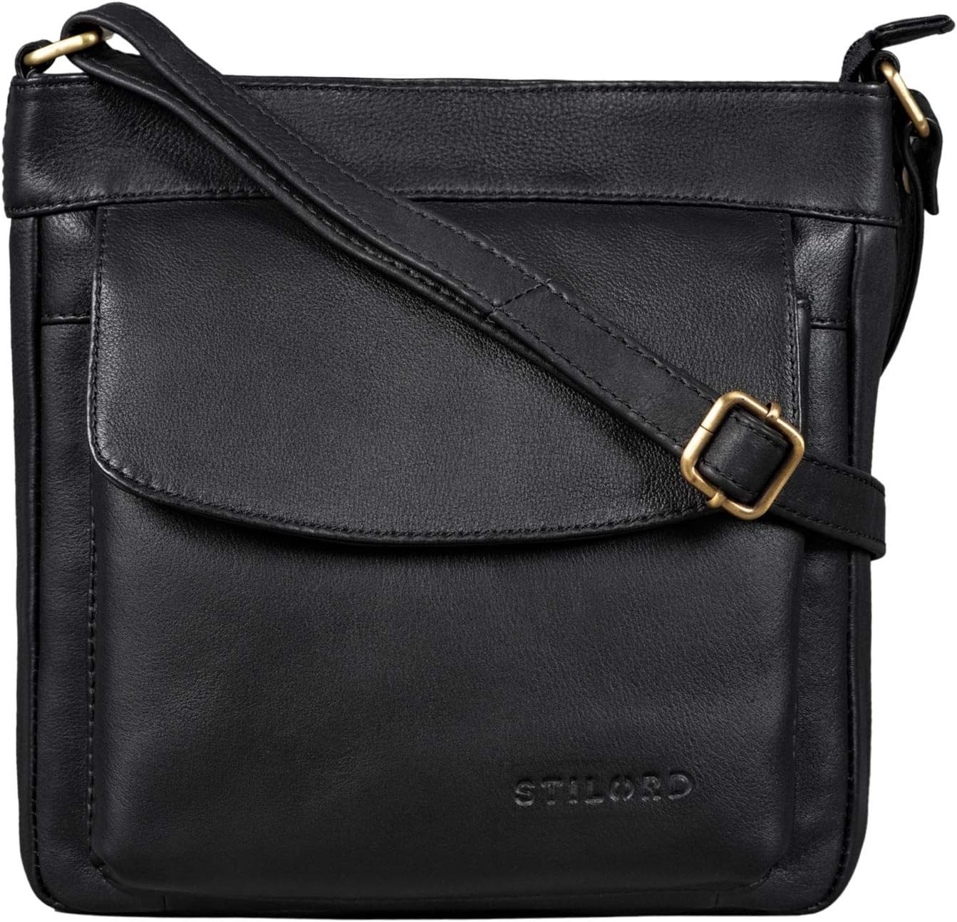 STILORD "Melina" Vintage Women's Leather Bag Small Shoulder Bag for Ladies Elegant Handbag Leisure Evening Bag Genuine Leather Colour:Black