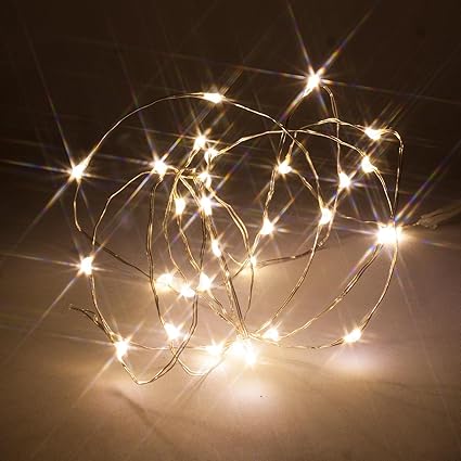 Mikro-LED-Streifenlampen, Dünner Draht, mit Timer-Modus, batteriebetrieben, Firefly Fairy Lights von Qbis (30 Warm-weiß)