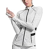 QUEENIEKE Women's Slim Fit Workout Jackets - Zip Up Athletic Running Jacket with Color-blocked Mesh & Thumb Holes