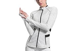 QUEENIEKE Women's Slim Fit Workout Jackets - Zip Up Athletic Running Jacket with Color-blocked Mesh & Thumb Holes