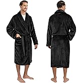PAVILIA Mens Soft Robe Bathrobe for Men, Lightweight Fleece Male Robe Long Bath Shower Spa
