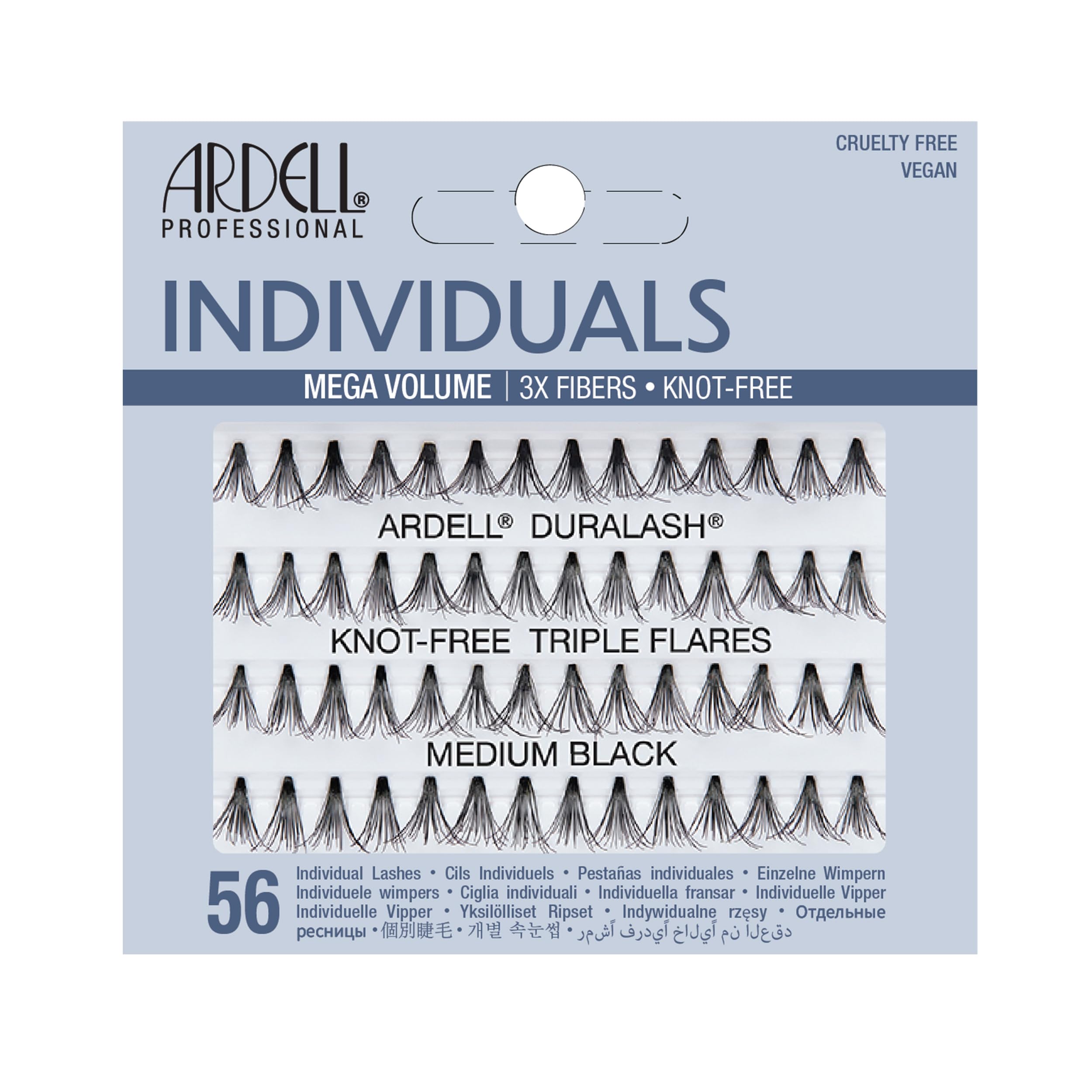 ARDELL Triple Individuals Knot-Free Eye Lashes, Medium, Black