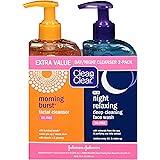 Clean & Clear 2-Pack Day and Night Face Cleanser Citrus Morning Burst Facial Cleanser with Vitamin C and Cucumber, Relaxing N