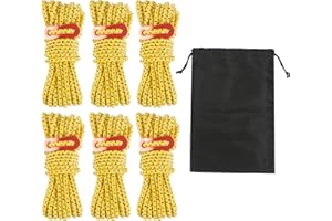 Smithok 16.4ft 6 Pack 4mm Guy Lines Ultralight Tent Cords with Aluminum Adjuster Tensioner Outdoor Camping Guylines Ropes for Tent Tarp,Climbing,Hiking Backpacking (Yellow)