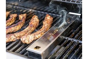 Monument Grills A007 Heavy Duty Stainless Steel Barbecue Smoker Box Grill Accessories, Reusable Smoker Box with Lid for Gas Grill, 14.76" x 2.36" x 1.41"