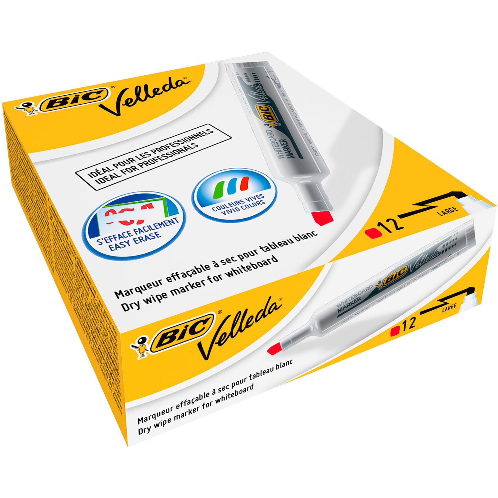 BIC VELLEDA Whiteboard Chisel 1791Marker 3.5-5.5mm Red (Box 12)