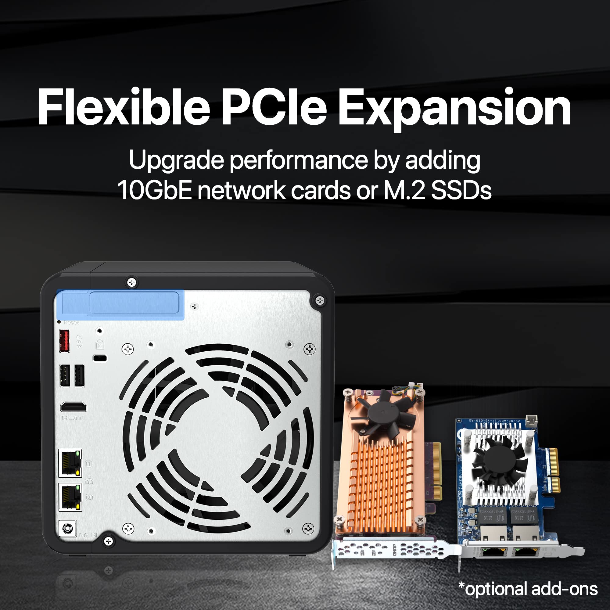 QNAP TS-464-8G-US 4 Bay High-Performance Desktop NAS with Intel Celeron Quad-core Processor, M.2 PCIe Slots and Dual 2.5GbE (2.5G/1G/100M) Network Connectivity (Diskless)