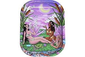 EPZOEE Rolling Trays Premium Metal Tray with Design - Perfect Size for Home Or Travel Accessories 7''X 5.5'',Beauty