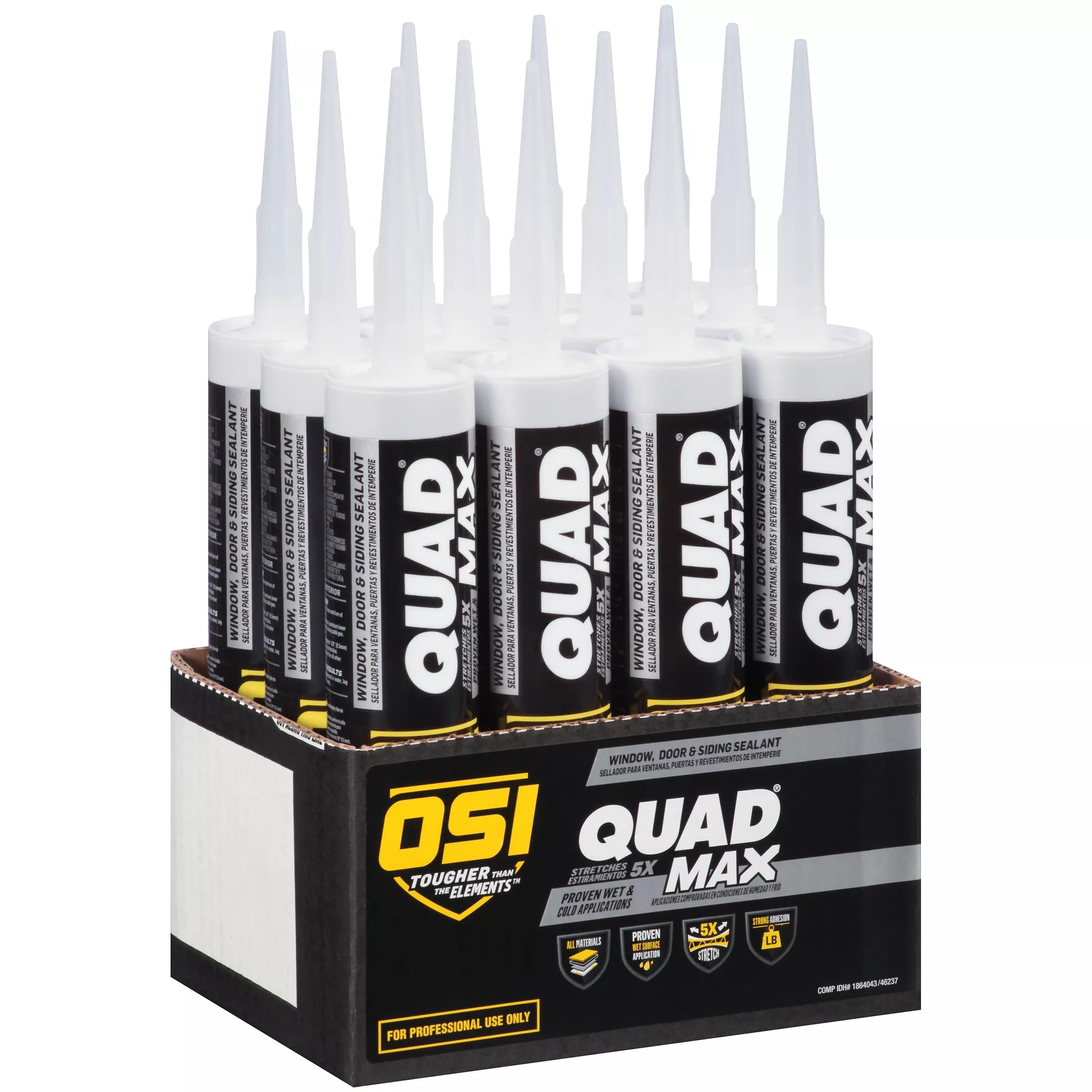 Photo 1 of OSI Quad Max Window, Door and Siding Sealant, White, 9.5 fl oz Cartridge, 12 Pack